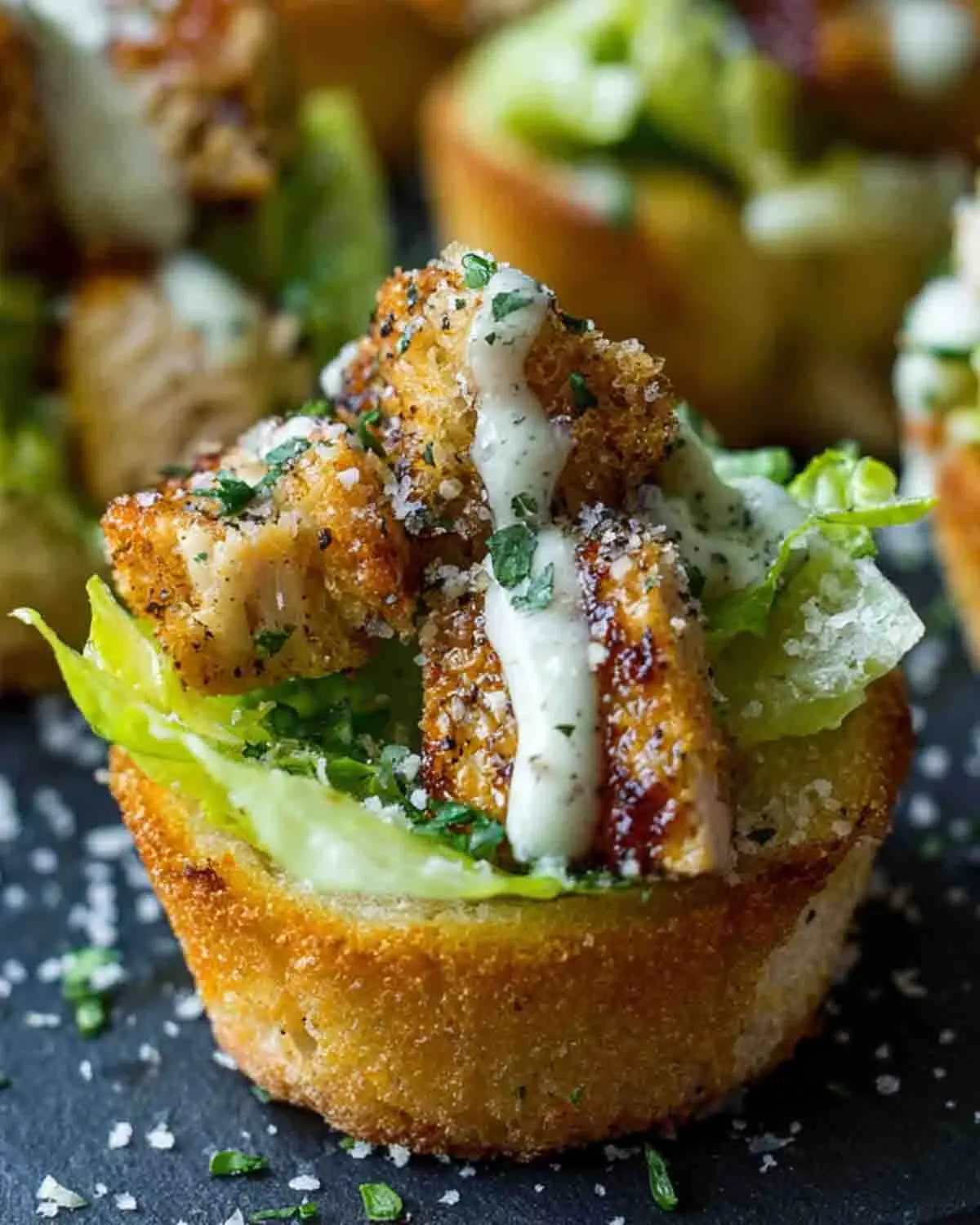 Chicken Caesar Crouton Cups