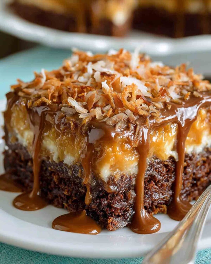 German Chocolate Poke Cake