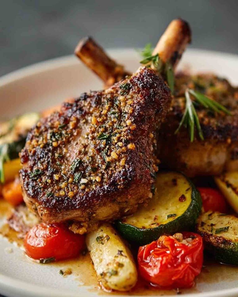 A Culinary Symphony: Herb-Crusted Lamb Chops with Roasted Vegetables