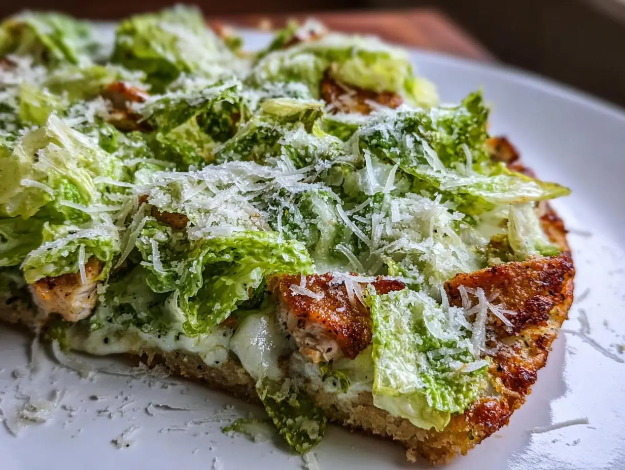 Chicken Crust Caesar Salad Pizza