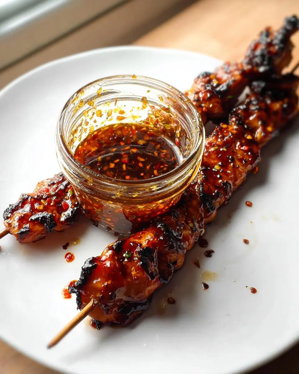 Chicken Skewers with Honey Garlic Sauce 2 Chicken Skewers with Honey Garlic Sauce