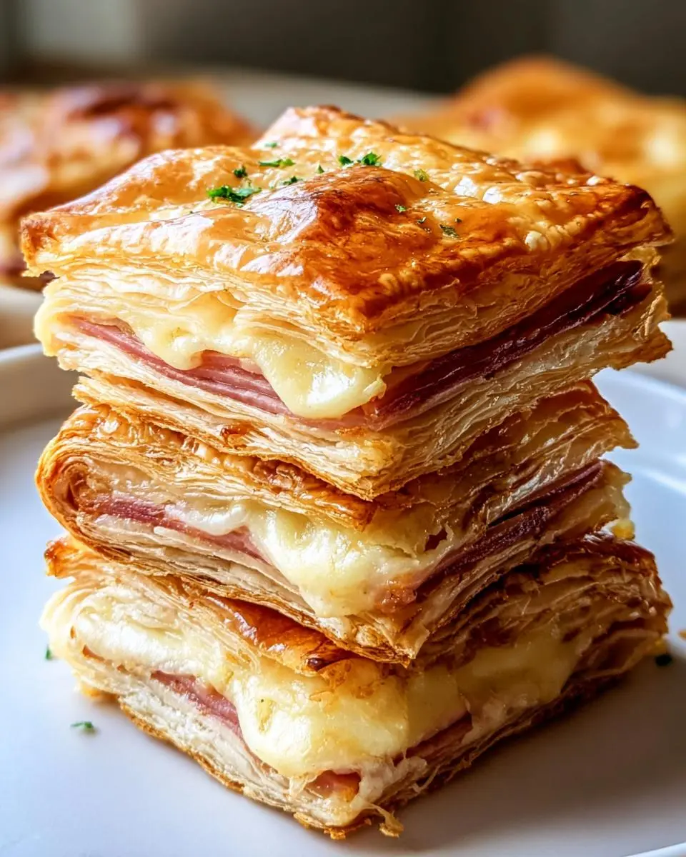 Amazing Crispy Ham & Cheese Puff Pastry Stacks 2 Crispy Ham & Cheese Puff Pastry Stacks