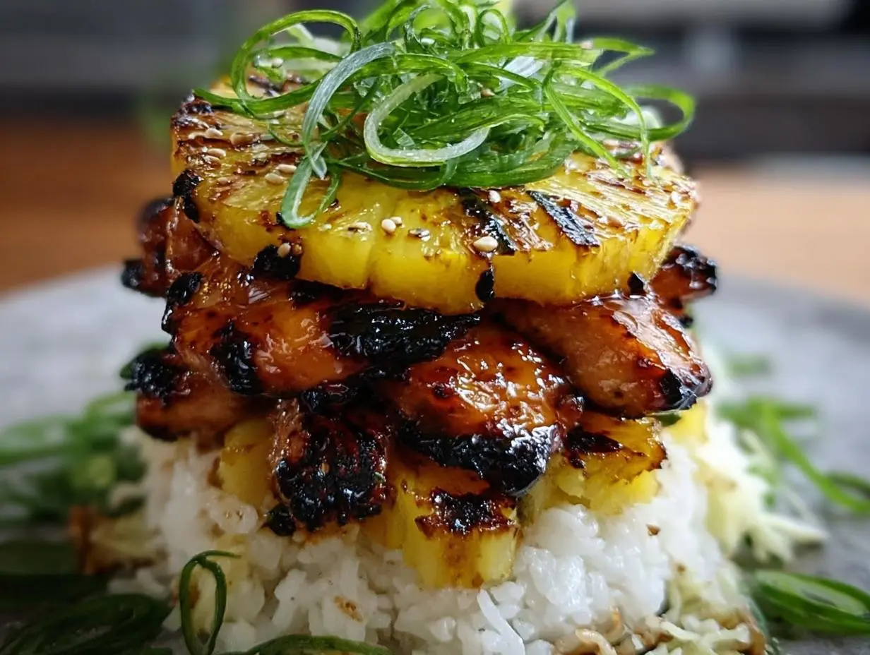 Hawaiian Huli Huli Chicken Stack