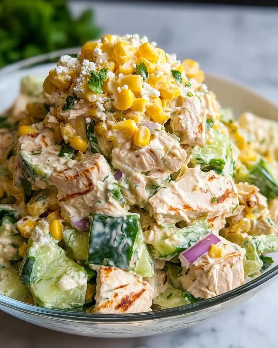 Street Corn Creamy Cucumber Chicken Salad 1 Street Corn Creamy Cucumber Chicken Salad